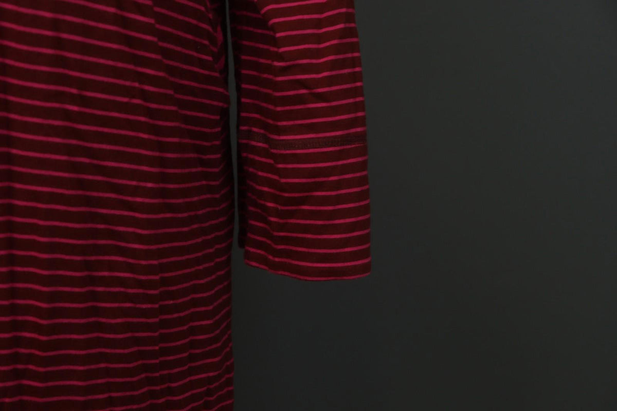 GUDRUN SJÖDEN Burgundy Pink Stripe Organic Cotton Long Sleeve Shift Dress – Size L