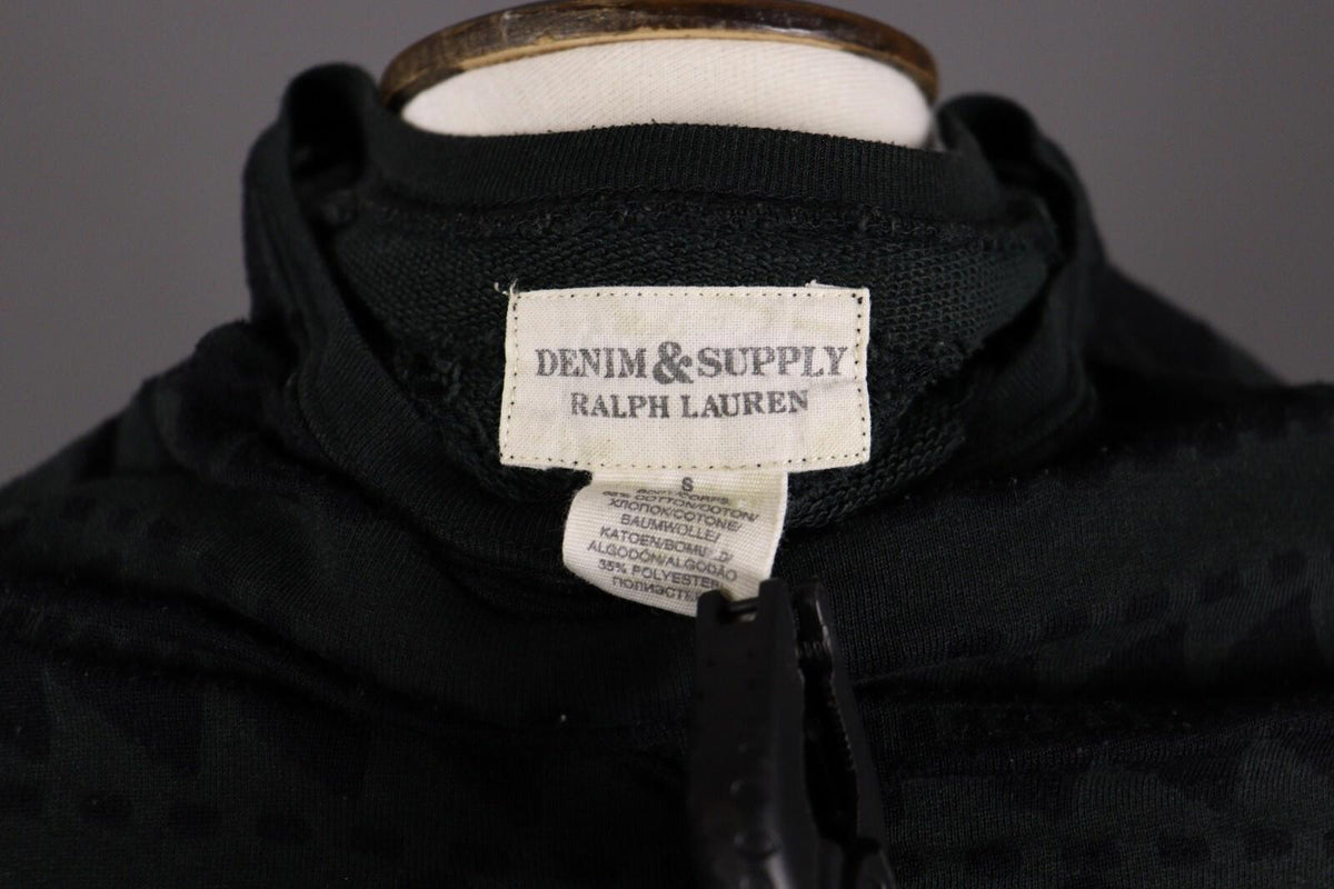 DENIM SUPPLY RALPH LAUREN Black Actec Print Long Sleeve Sweater S