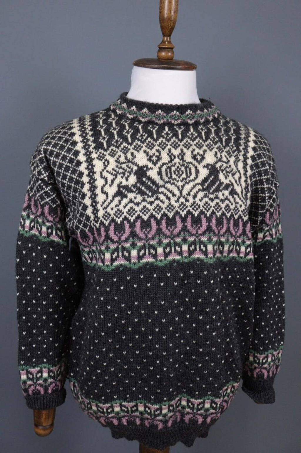 DALE OF NORWAY Black Deer Fair Isle Wool Knit Ski Sweater – Size XXL / 2XL