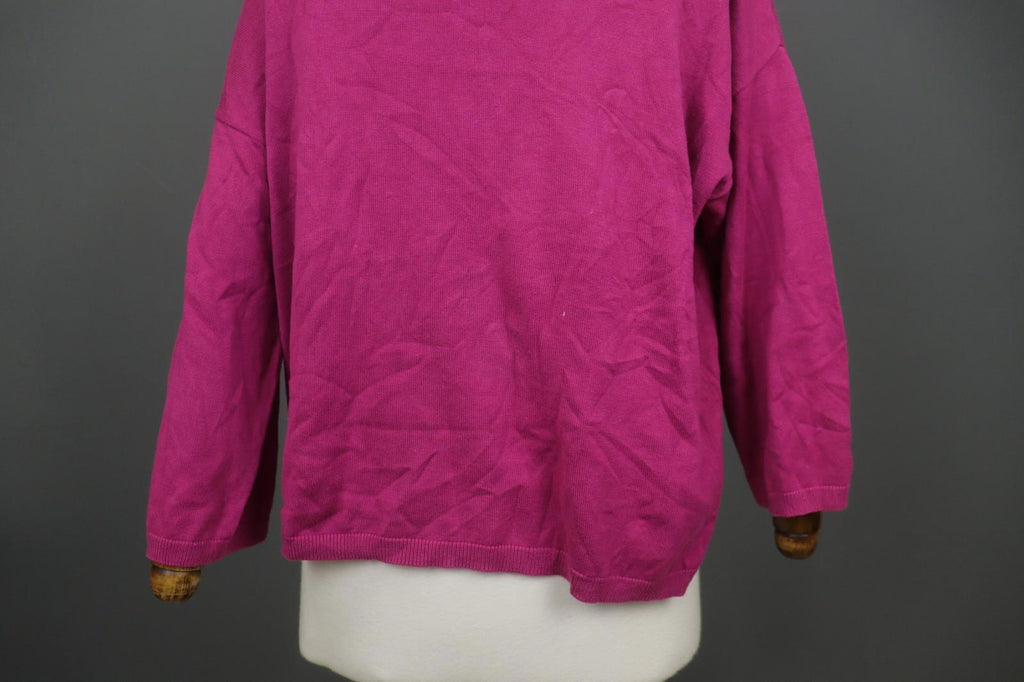 GUDRUN SJODEN Pink 100% Cotton Tight Knit Round Neck Pullover Sweater – Size L