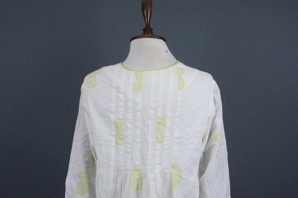 TOAST White Yellow Casual Comfortable 3/4 Sleeve Pleated Top Blouse – Size 12