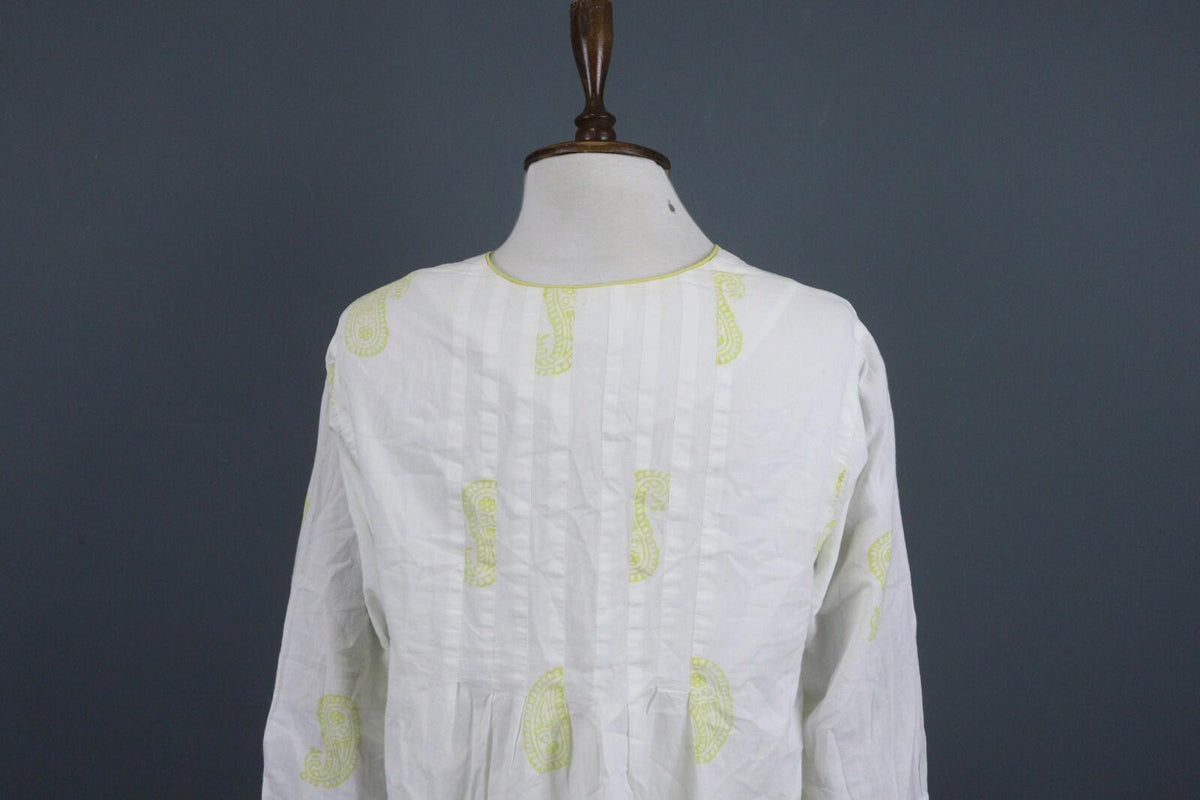 TOAST White Yellow Casual Comfortable 3/4 Sleeve Pleated Top Blouse – Size 12