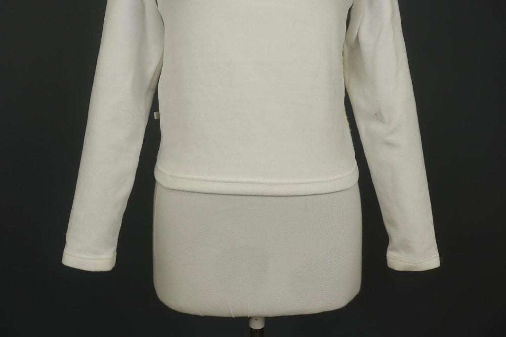 MARITHE FRANCOIS GIRBAUD White Knitted Slim Fit Mock Neck 1/4 Zip Sweater Sz 38