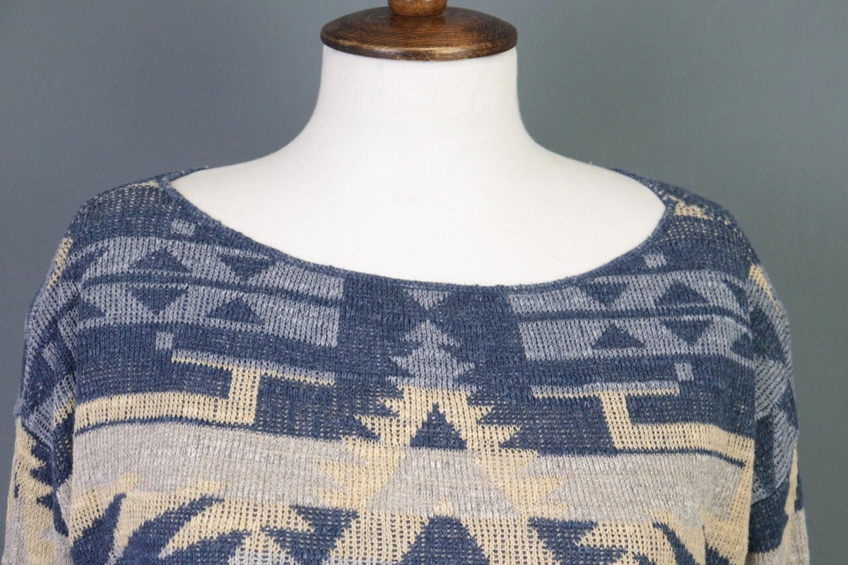 DENIM&SUPPLY RALPH LAUREN Blue Aztec Print Knit Sweater – Size XS