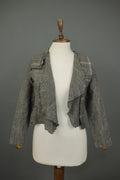 GRIZAS Gray 100% Wool Long Sleeve Knit Winter Ruffle Open Front Cardigan – Size S