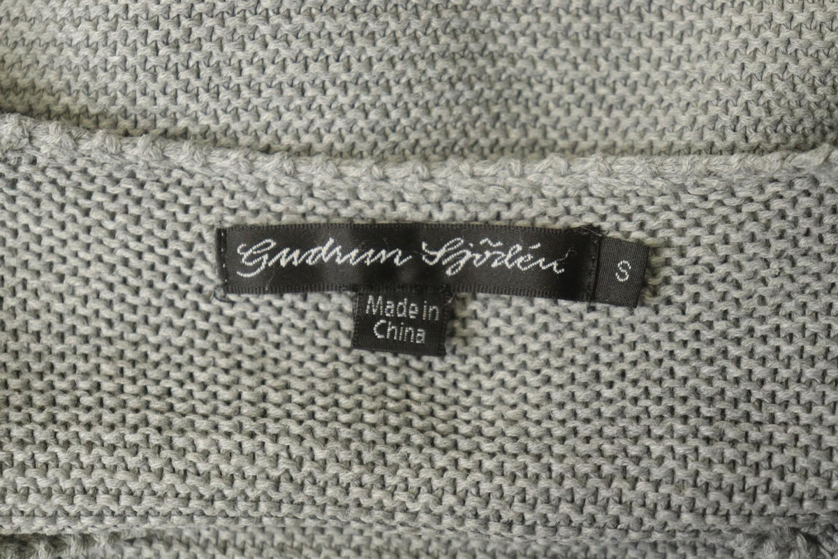 GUDRUN SJODEN Gray 100% Cotton Long Sleeve Round Neck Pullover Sweater – Size S