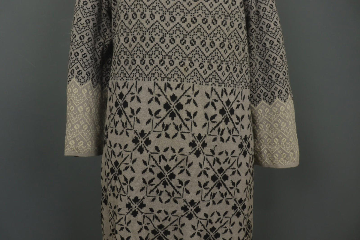 GUDRUN SJODEN Multi Floral 100% Cotton Knitted Square Neck Sweater Dress – Size XL