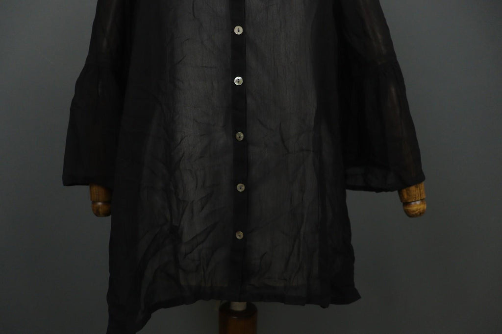 GUDRUN SJODEN Black Long Sleeve Casual Summer Button Front Blouse Top – Size M