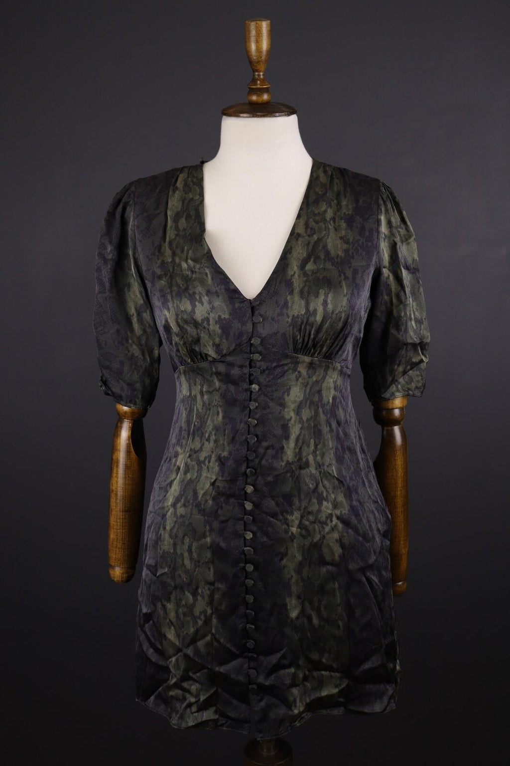 ALLSAINTS Snake Print Button Down Short Sleeve A-Line Dress – Size US 2