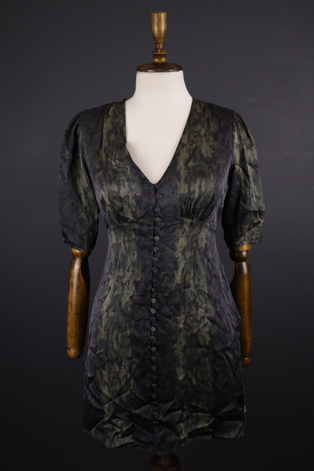 ALLSAINTS Snake Print Button Down Short Sleeve A-Line Dress – Size US 2