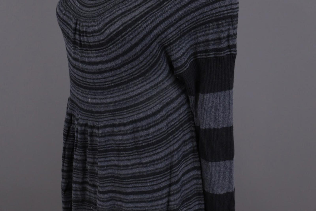 OSKA Gray Striped A-Line Cowl Neck Long Sleeve Short Dress – Size 2
