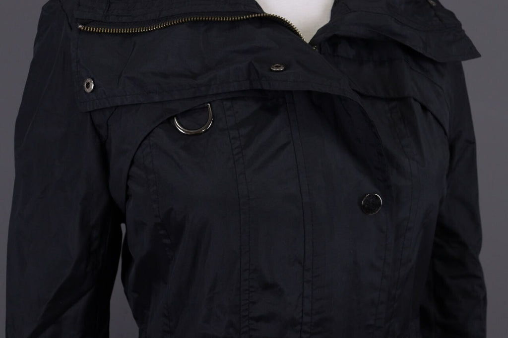 Cop. Copine Black Lagenlook Full Zip Veste Designer Parka Coat Jacket – Size 30