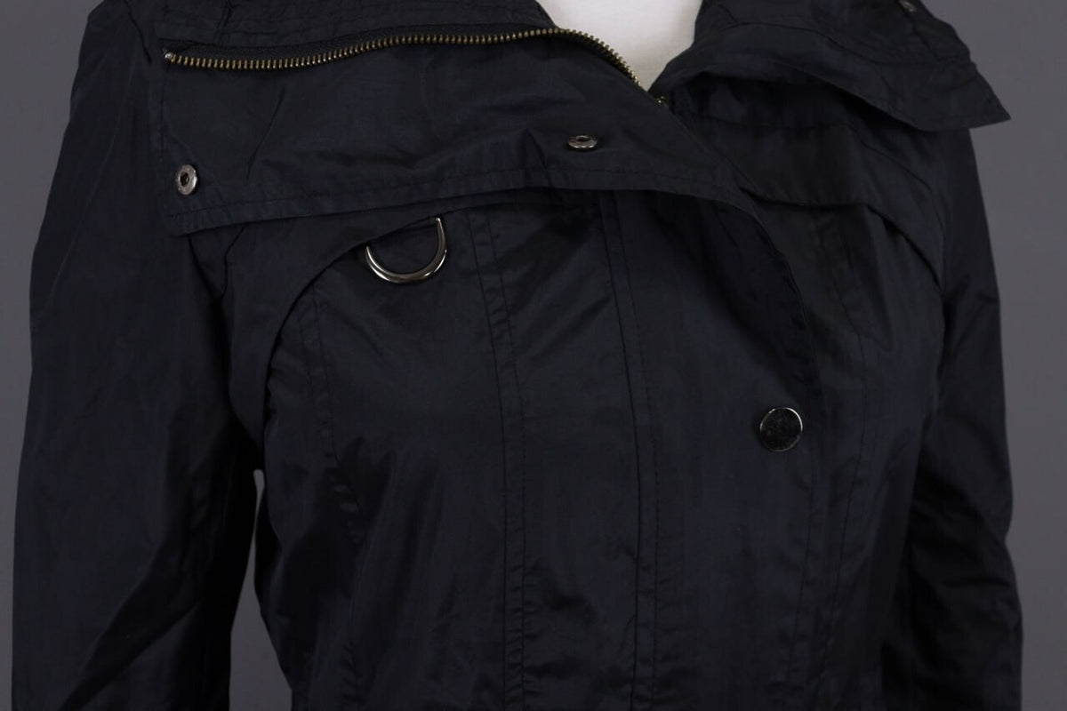 Cop. Copine Black Lagenlook Full Zip Veste Designer Parka Coat Jacket – Size 30
