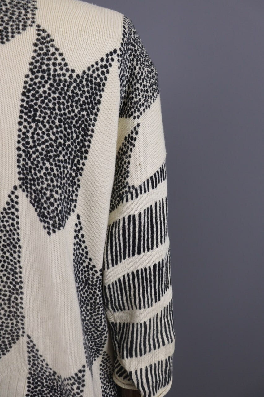 Gudrun Sjoden Beige Zig Zag 3/4 Sleeve Knit Sweater – Size S