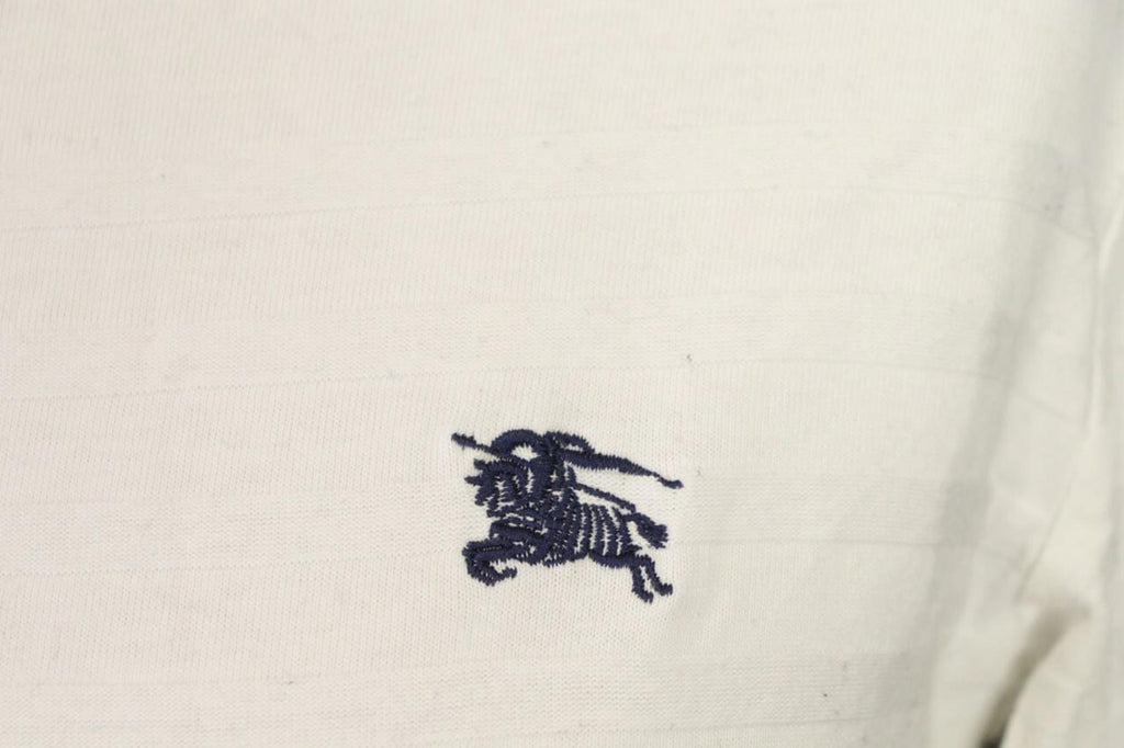 BURBERRY BLACK LABEL Blouse Shirt White Ribbed Long Sleeve – Size 2