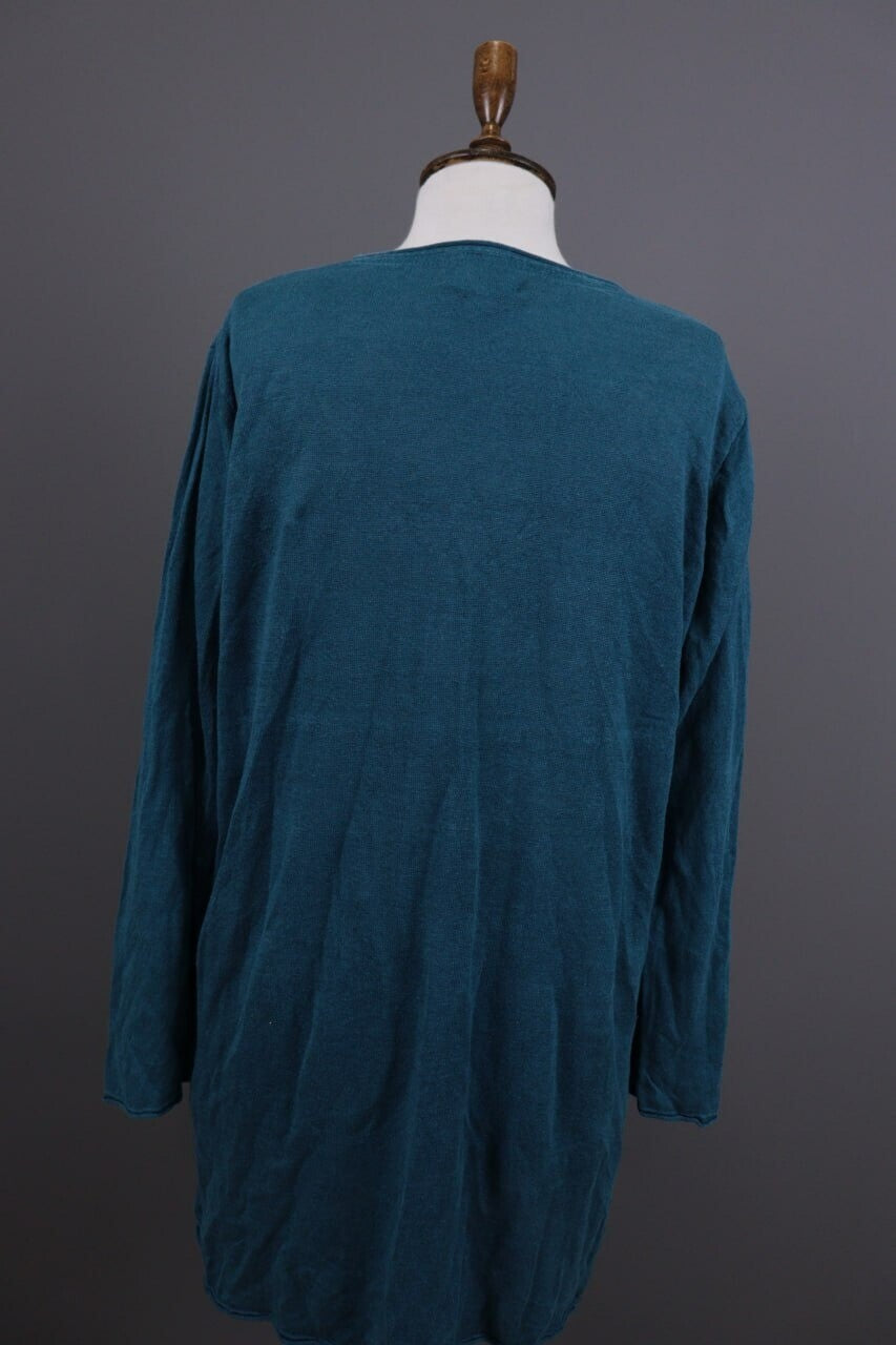 Gudrun Sjoden Blue Linen Lagenlook Long Sleeve Relaxed A-Line Dress – Size L