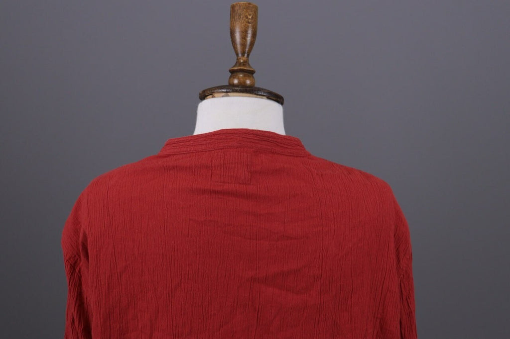 Gudrun Sjoden Red Button Down Asymmetrical Long Sleeve Top Shirt – Size XL