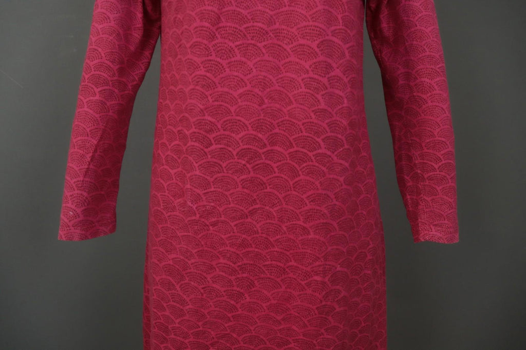MARIMEKKO Red Dotted Cotton Round Neck Long Sleeve Casual Shift Dress – Size M