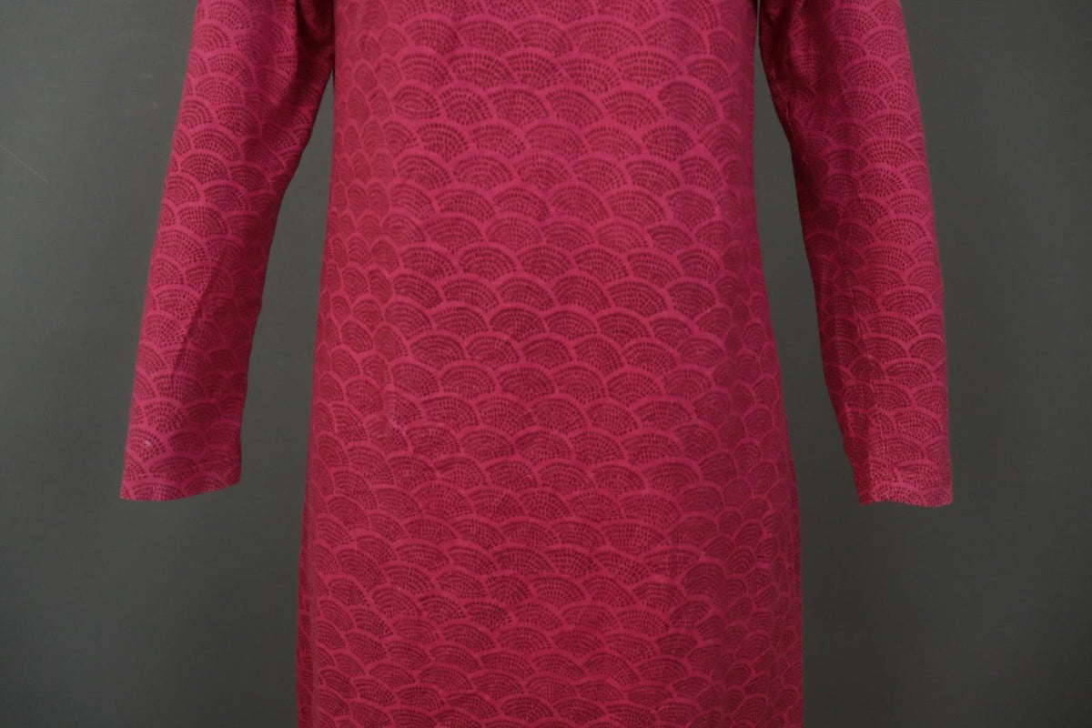 MARIMEKKO Red Dotted Cotton Round Neck Long Sleeve Casual Shift Dress – Size M