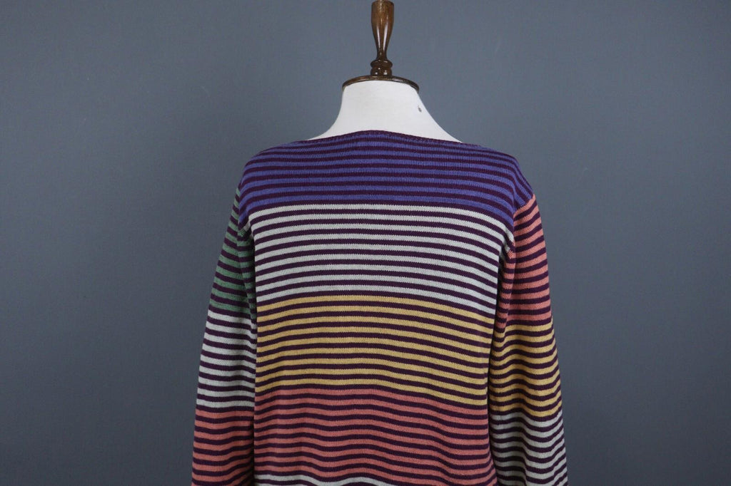 GUDRUN SJODEN Multicolor Striped Long Sleeve Lightweight Sweater – Size M