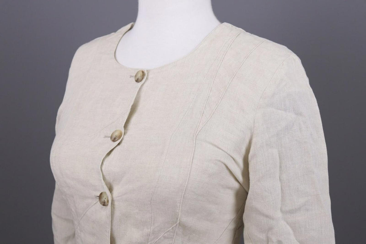 IVAN GRUNDAHL Beige Linen Button Down Lightweight Blazer Jacket – Size 36 S