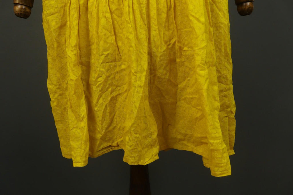 GUDRUN SJODEN Yellow Cotton Long Sleeve Round Neck Button Front Shirt Dress Sz M