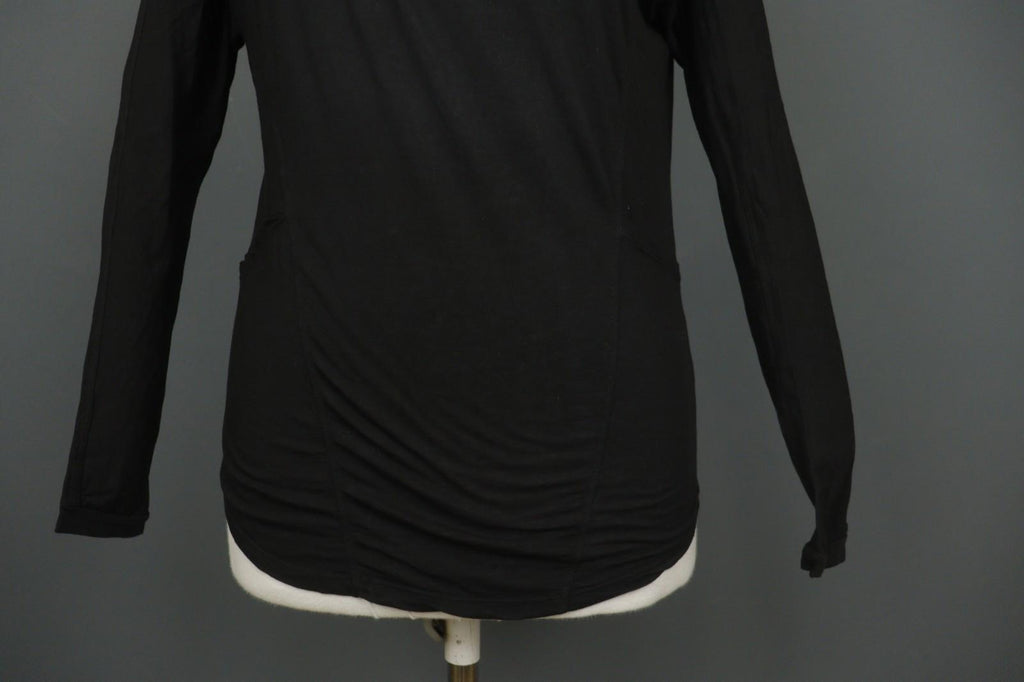HUMANOID Blouse Top Slim Fit Stretch Black Cotton Round Neck Pullover – Size XS