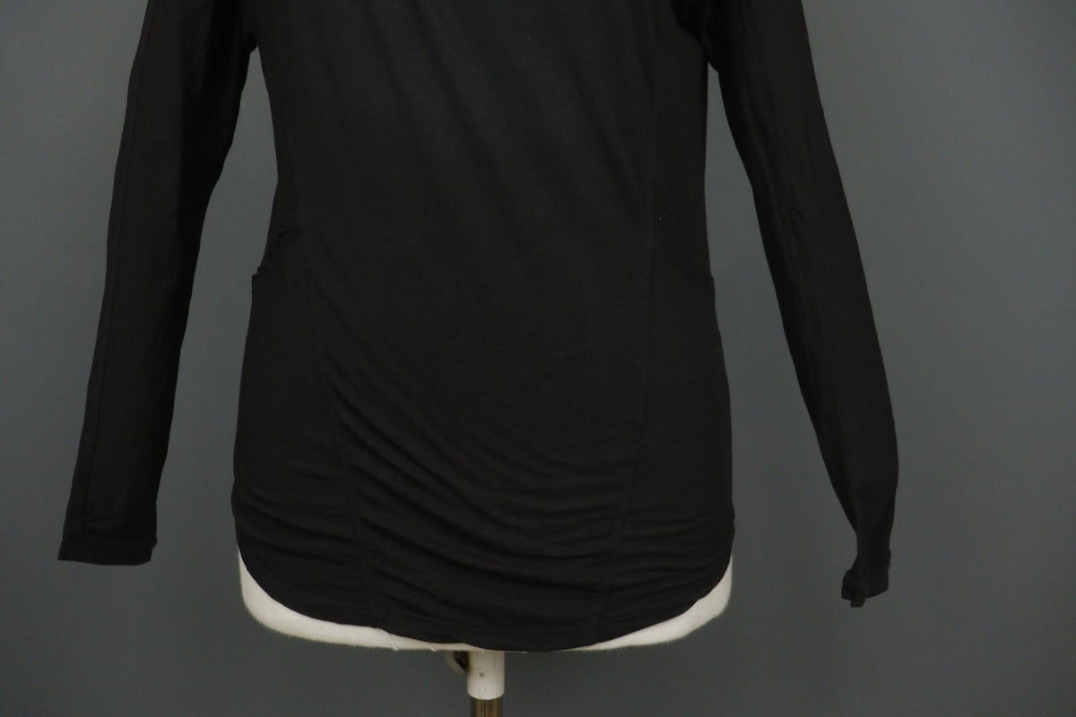 HUMANOID Blouse Top Slim Fit Stretch Black Cotton Round Neck Pullover – Size XS