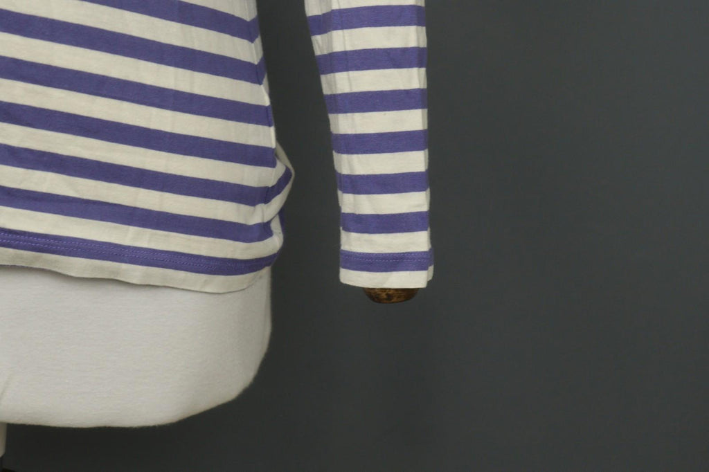 GUDRUN SJODEN Purple White Striped Cotton Crew Neck Pullover Shirt Top – Size XS