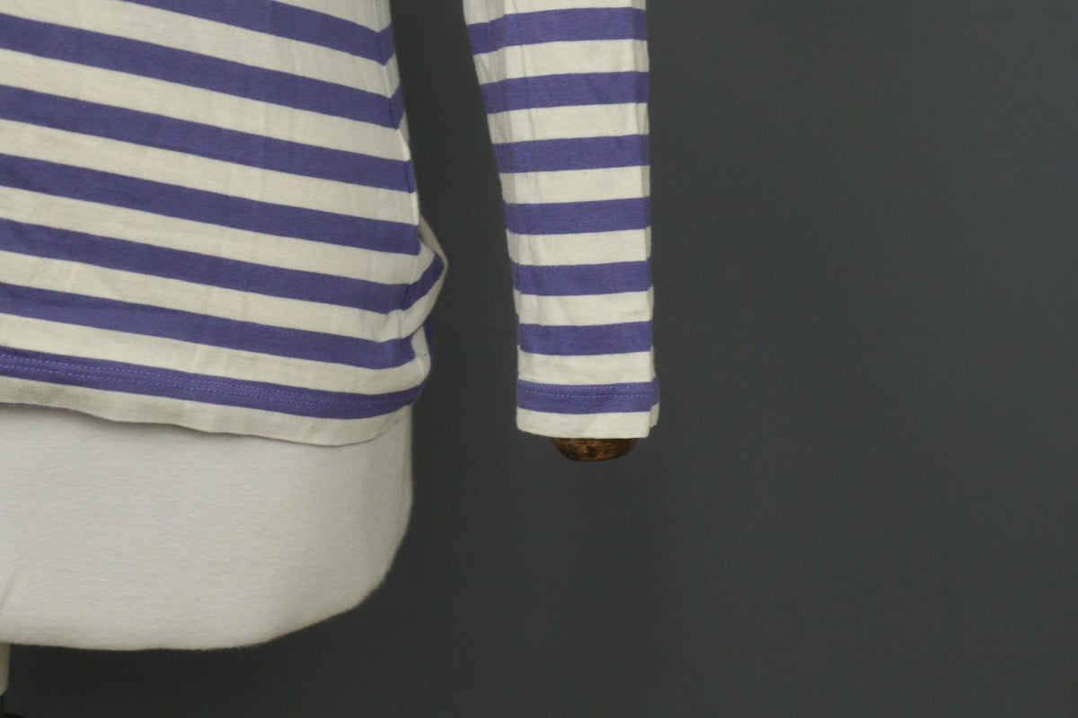 GUDRUN SJODEN Purple White Striped Cotton Crew Neck Pullover Shirt Top – Size XS