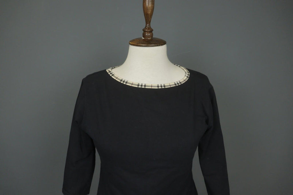 BURBERRY London Black Cotton Long Sleeve Round Neck Pullover Knit Top – Size M