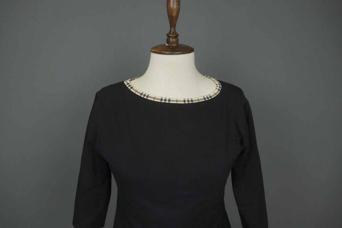BURBERRY London Black Cotton Long Sleeve Round Neck Pullover Knit Top – Size M