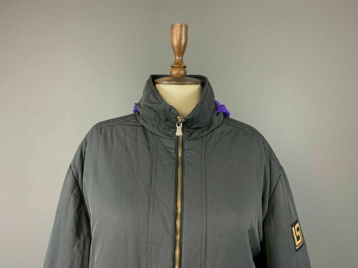 Versace Jeans Couture Black Full Zip Hooded Nylon Jacket – Women's XL