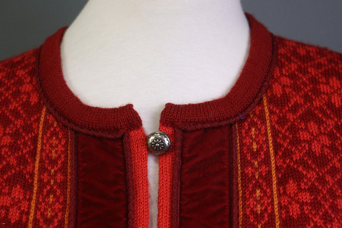 DALE OF NORWAY Red Geometric Wool Knit Button Cardigan Sweater – Size 3