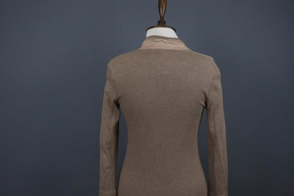 FABIANA FILIPPI Brown Shawl Collar Long Sleeve 3-Button Front Cardigan Sweater