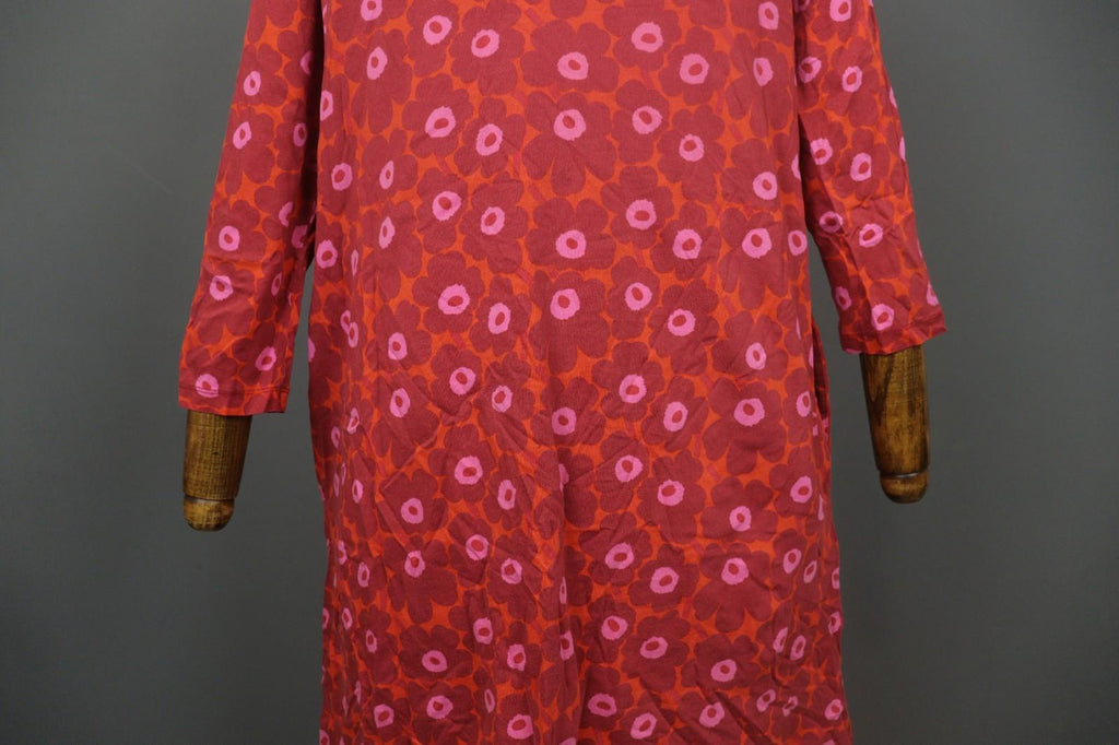 MARIMEKKO Aretta Unikko Multi Floral 3/4 Sleeve Round Neck Sheath Dress – Size M