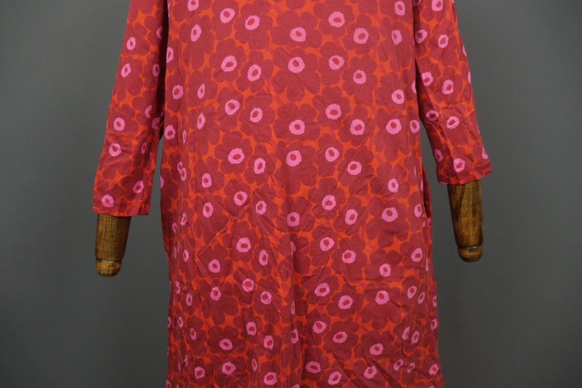 MARIMEKKO Aretta Unikko Multi Floral 3/4 Sleeve Round Neck Sheath Dress – Size M
