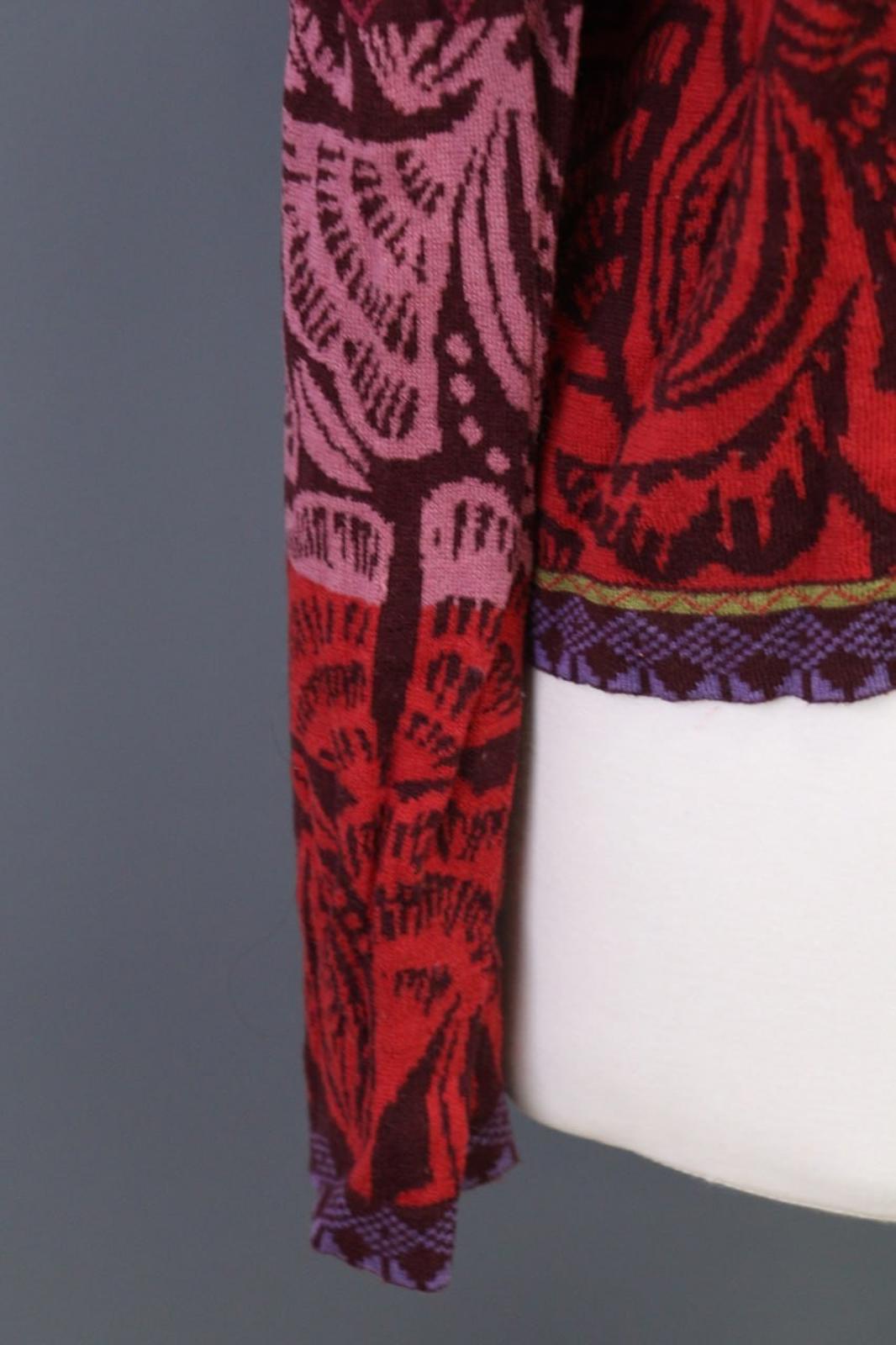 GUDRUN SJODEN Multicolor Printed Long Sleeve Button Front Cardigan Sweater Sz M
