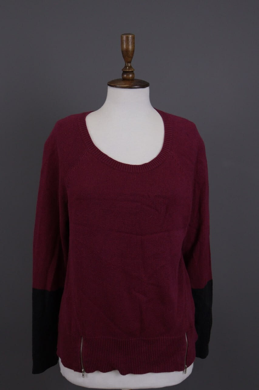 Eileen Fisher Burgubdy Lagenlook Cotton Cashmere Knit Oversized Sweater – Size M