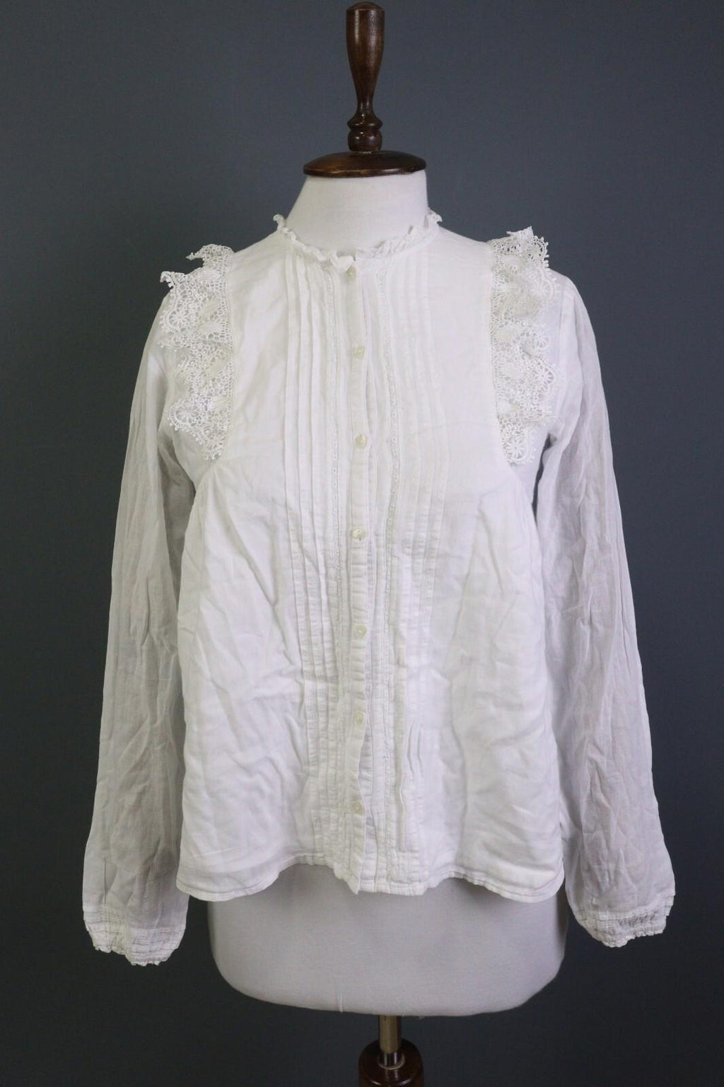 ZADIG & VOLTAIRE White Long Sleeve Button Down Lace Top Blouse Shirt – Size 16-M