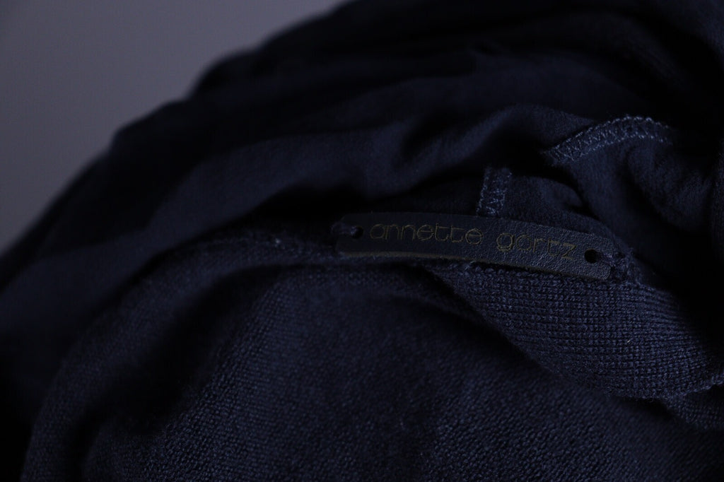 Annette Gortz Dark Blue Wool Hooded Oversized Sweater – Size M