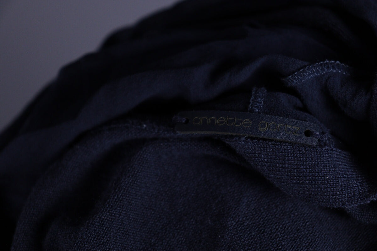Annette Gortz Dark Blue Wool Hooded Oversized Sweater – Size M