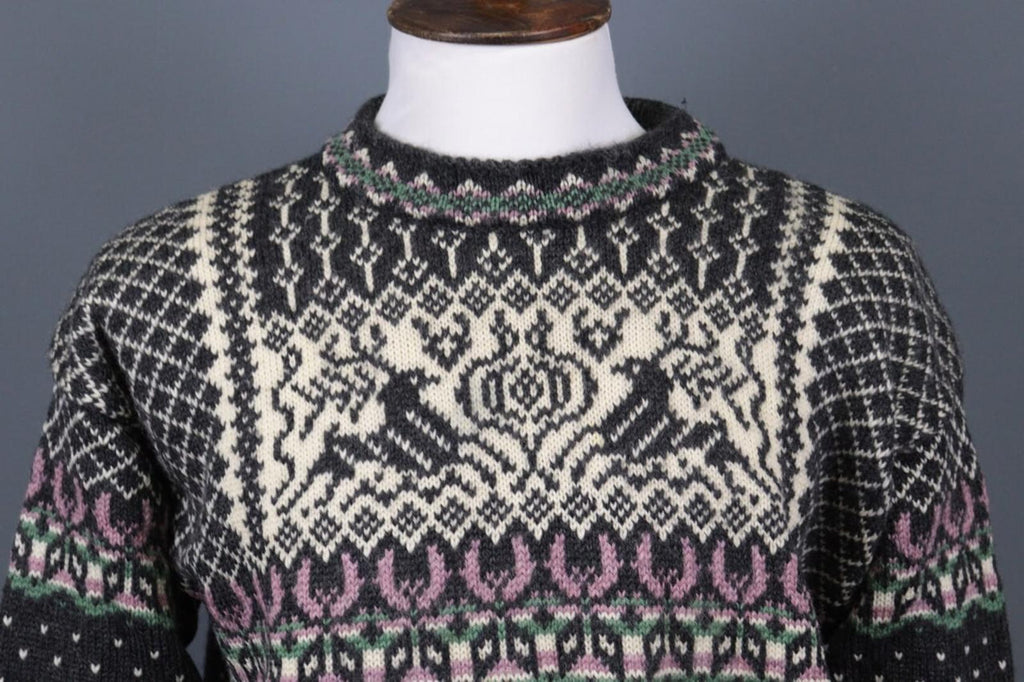 DALE OF NORWAY Black Deer Fair Isle Wool Knit Ski Sweater – Size XXL / 2XL