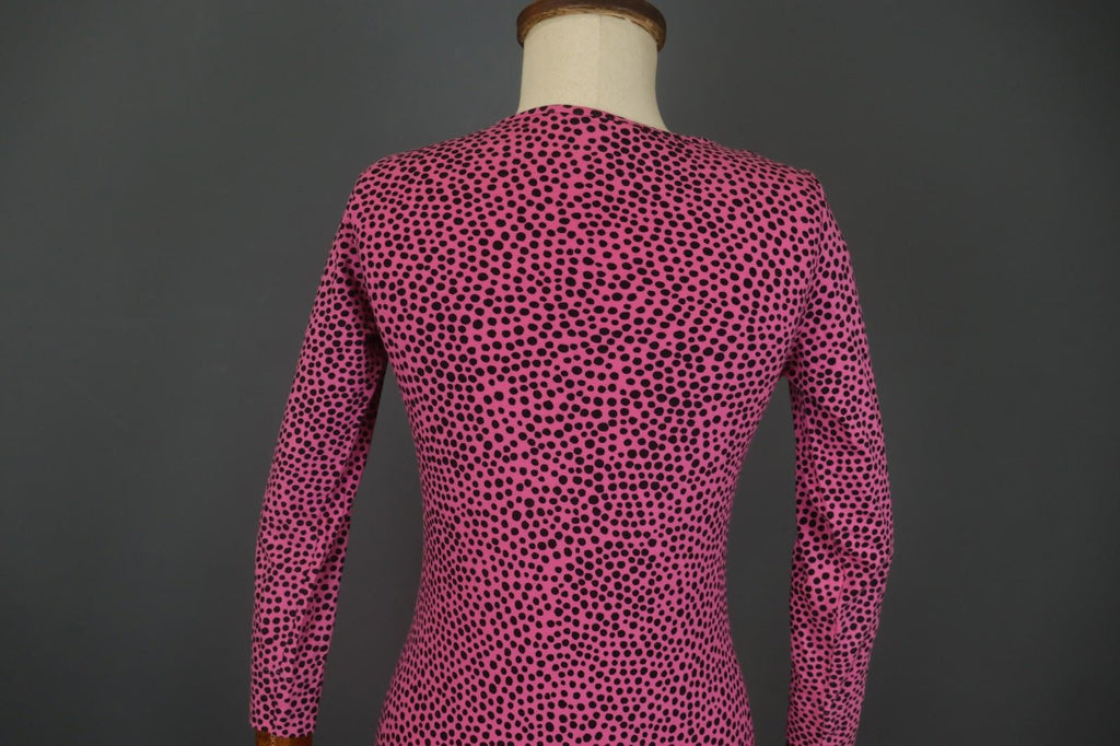 MARIMEKKO Pink Polka Dot Cotton Long Sleeve Scoop Neck Sheath Dress – Size S