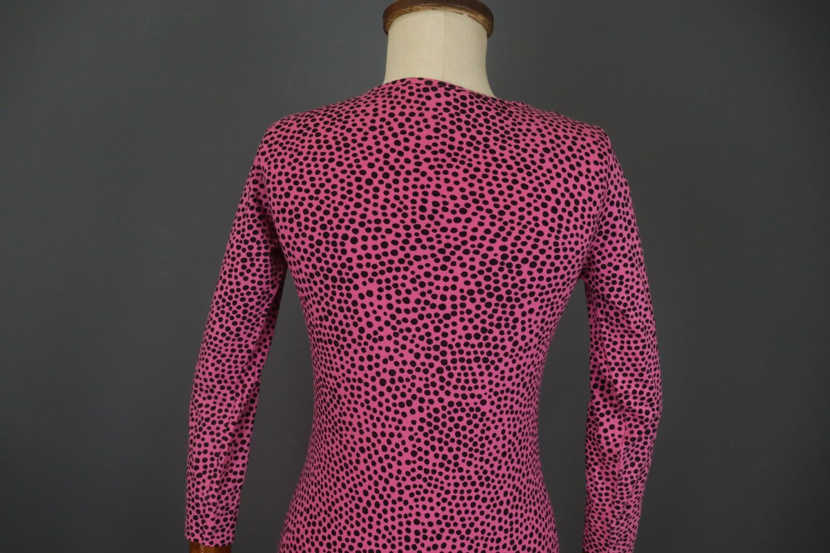 MARIMEKKO Pink Polka Dot Cotton Long Sleeve Scoop Neck Sheath Dress – Size S