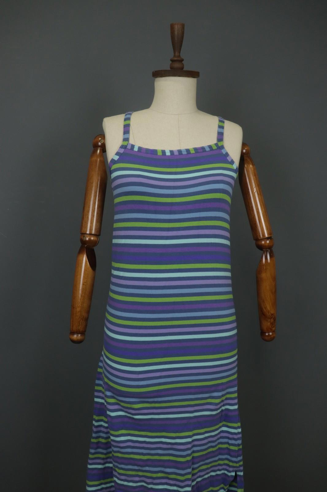GUDRUN SJODEN Multi Striped Sleeveless Square Neck Pullover Tank Dress – Size S