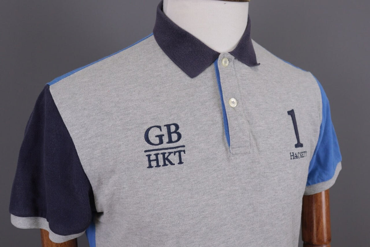 Hackett London Classic Fit GB Gray Summer #3 Short Sleeve Polo Shirt – Size M – Used