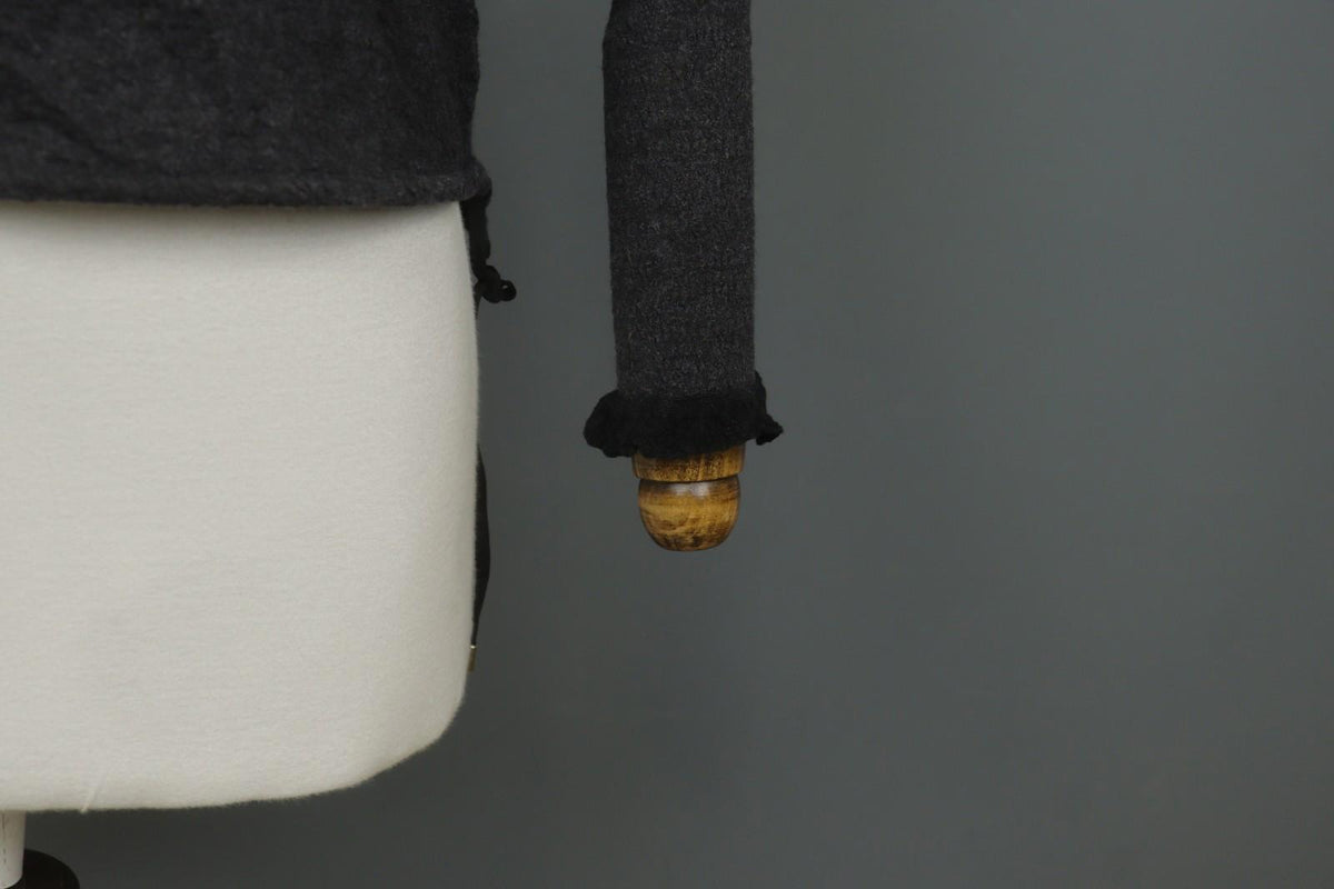 HIGH Use Gray Virgin Wool Knit Long Sleeve Round Neck Pullover Sweater – Size S