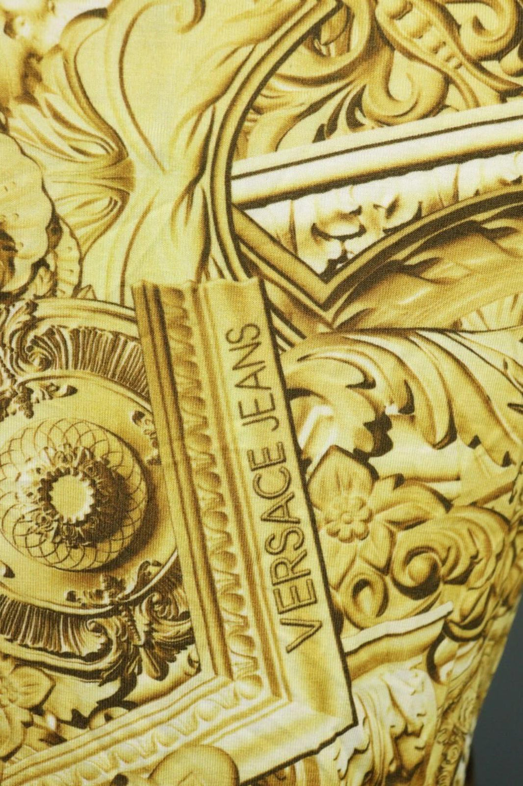 BNWT VERSACE JEANS Multicolor Gold Printed Short Sleeve Blouse Top – Size USA 4