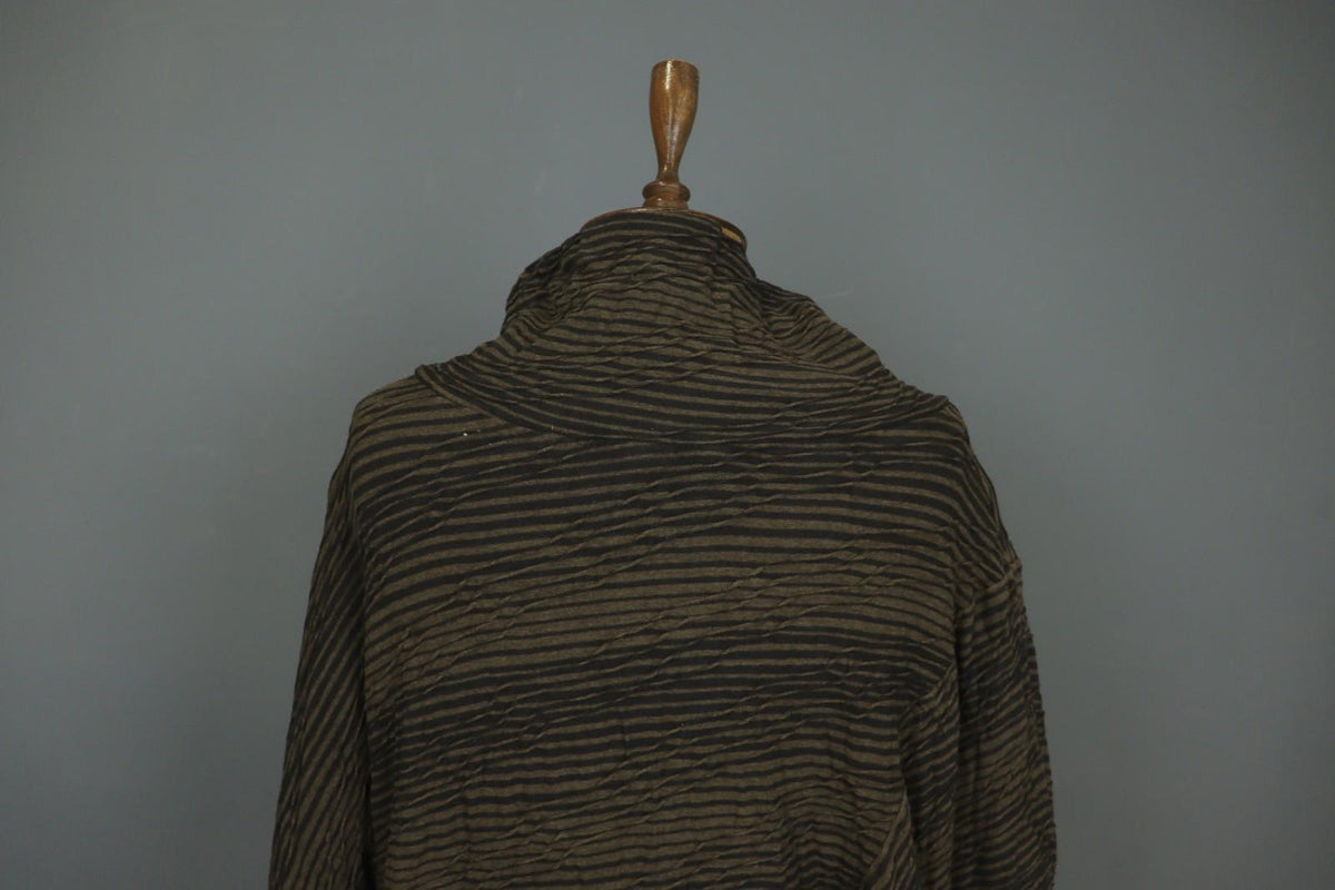 OSKA Brown Black Striped Viscose Blend Seersucker Long Sleeve Blouse Top – Size 1